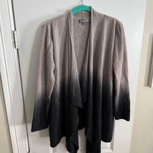 EUC Barefoot Dreams CozyChic Lite Calypso Wrap Cardigan Pewter Black Ombre L/XL
